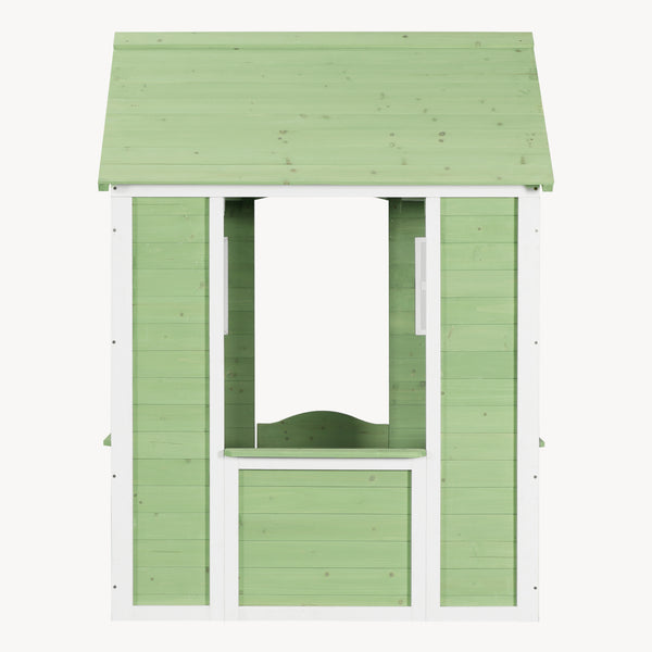 Casita de juegos para niños Kuoldsvin Madera de abeto 144x102x90 cm Verde/Blanco [en.casa]