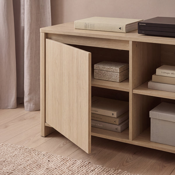 Mueble de televisión Takranmaa 150x40x50 cm efecto roble [en.casa]