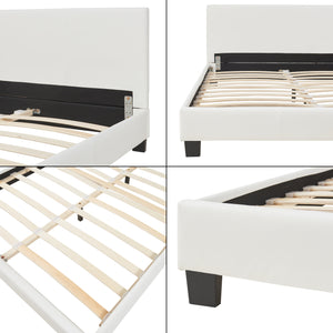 Cama de cuero sintético Albacete 140x200 cm Blanco Corium