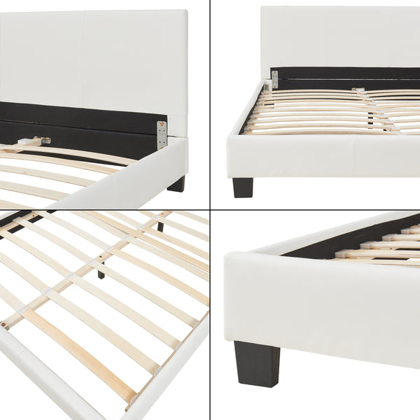 Cama de cuero sintético Albacete 140x200 cm Blanco Corium