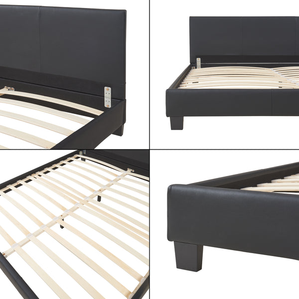 Cama de cuero sintético Albacete 160x200cm Negro Corium