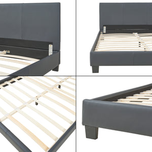 Cama de cuero sintético Albacete 140x200 cm Gris oscuro Corium