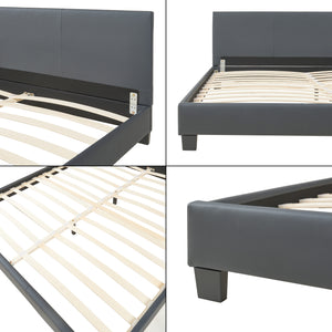Cama de cuero sintético Albacete 180x200cm Gris oscuro Corium