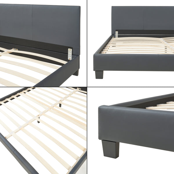 Cama de cuero sintético Albacete 180x200cm Gris oscuro Corium