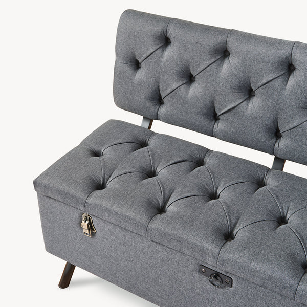 Banco Tapizado 110 x 48 x 75 cm Gris Oscuro [pro.tec]® 