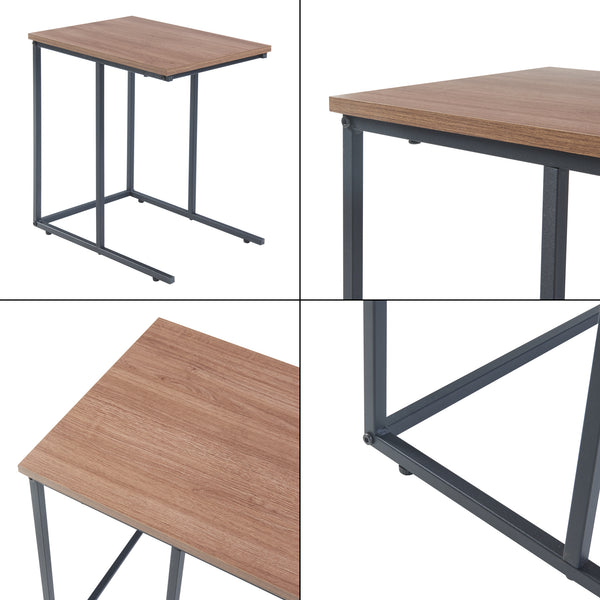 Mesa auxiliar Augustenborg en juego de 3 piezas Negro / aspecto nogal [en.casa]