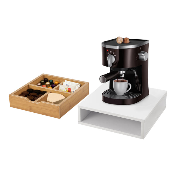 Caja de cajones Vieremä 9x30x31cm Blanco/Aspecto bambú [en.casa]