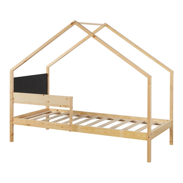 Cama casita Sodankylä 90x200cm con cama extraíble Madera de pino natural [en.casa]