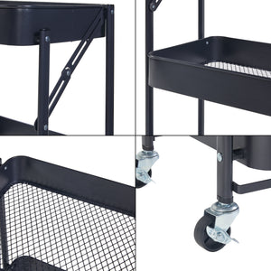 Carro rodante Vörå con 3 niveles 88x45x30cm Negro [en.casa]