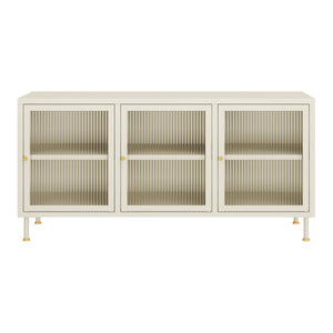 Mueble de TV Lindau Acero 120x40x59 cm Blanco crema [en.casa]