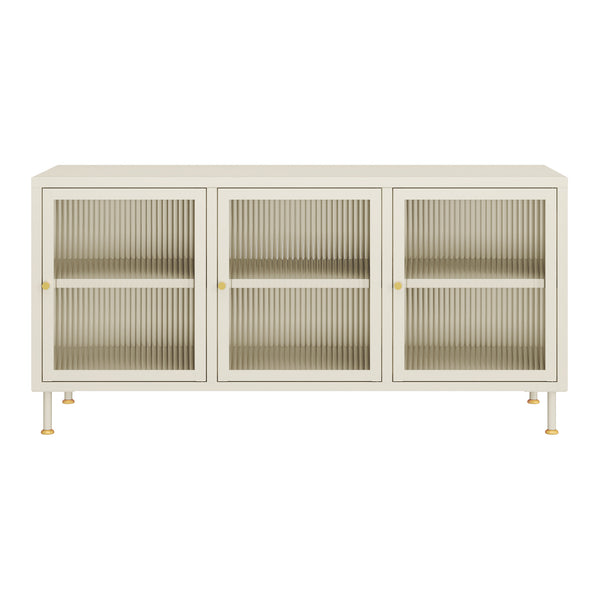 Mueble de TV Lindau Acero 120x40x59 cm Blanco crema [en.casa]