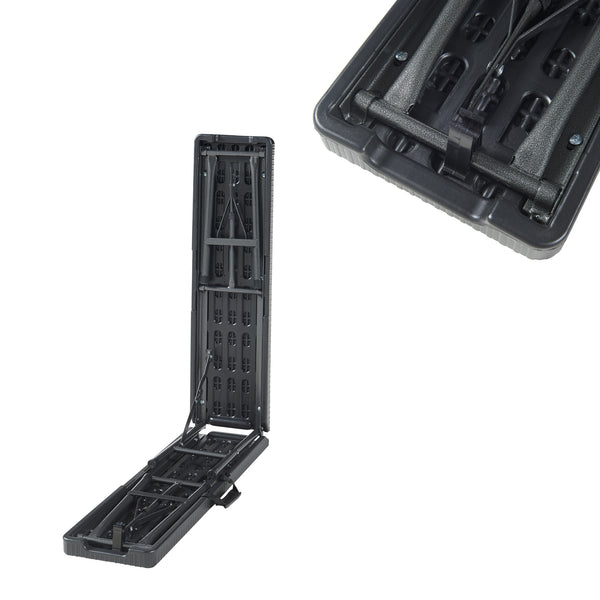 Conjunto de banco plegable Mark 2 piezas aspecto ratán negro [en.casa]