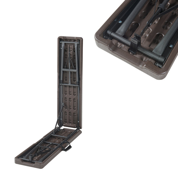 Conjunto de banco plegable Lillestrøm de 2 piezas, aspecto madera, marrón oscuro [en.casa]