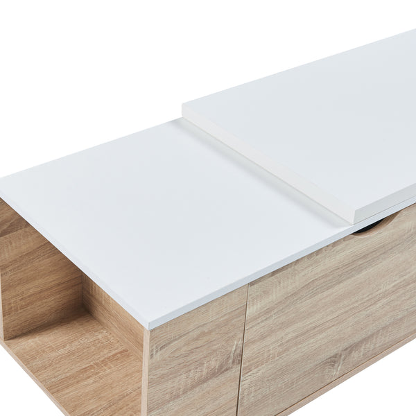 Mesa auxiliar Österåker 100x47,5x40 cm aspecto madera/blanco [en.casa]
