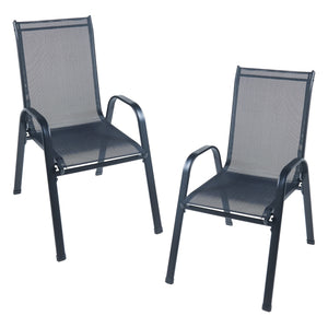 Conjunto de muebles de jardín Aradeo de 7 piezas en negro [casa.pro]