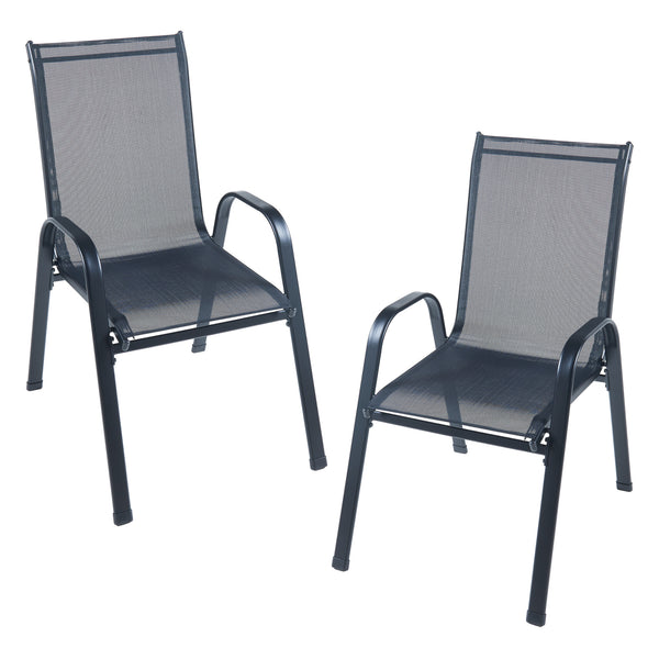 Conjunto de muebles de jardín Aradeo de 7 piezas en negro [casa.pro]