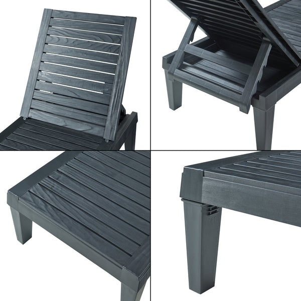 Tumbona Ateleta 172x58 cm Negro [casa.pro]