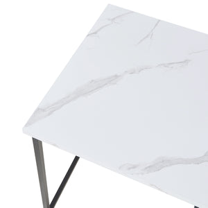 Mesa de centro Trollhättan 3 piezas, aspecto mármol, blanco [en.casa]