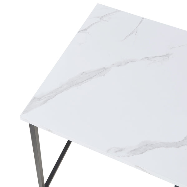 Mesa de centro Trollhättan 3 piezas, aspecto mármol, blanco [en.casa]