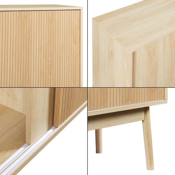Aparador Landskrona con 2 puertas MDF 115x40x90cm - Roble [en.casa]