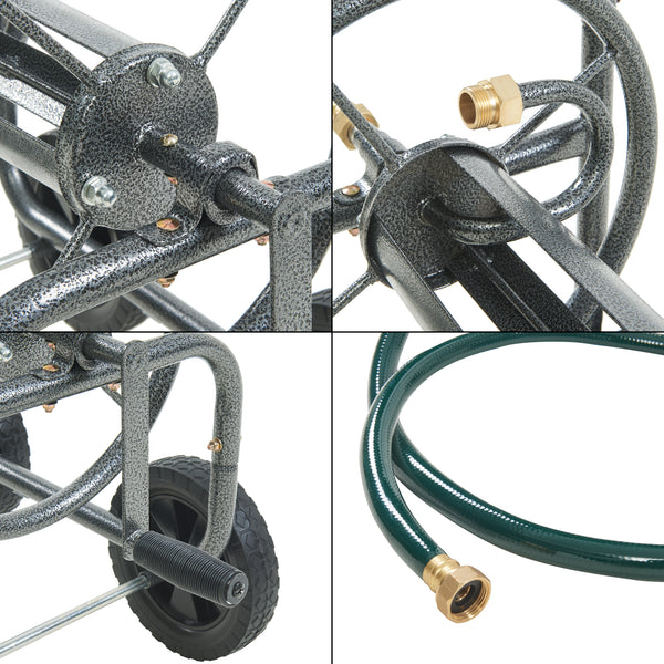 Carro para manguera Gelibolu para manguera de 3/4 pulgadas máx. 65 m Gris [pro.tec]