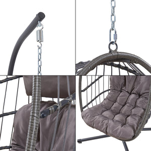 Silla colgante Edeng con estructura 196x110x95 cm Gris [en.casa]