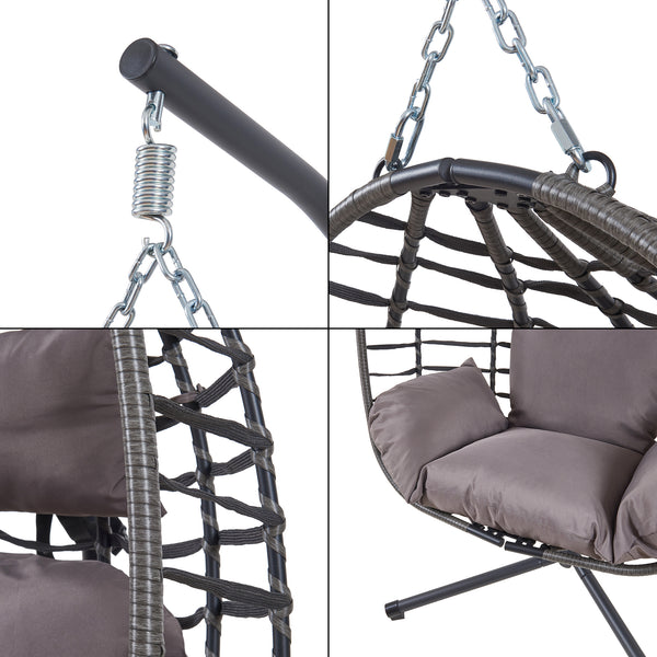 Silla colgante Kandsvas con estructura 198x110x95 cm Gris [en.casa]