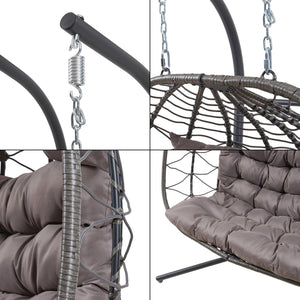 Sillón colgante doble Skense con estructura 198x156x98 cm Gris [en.casa]