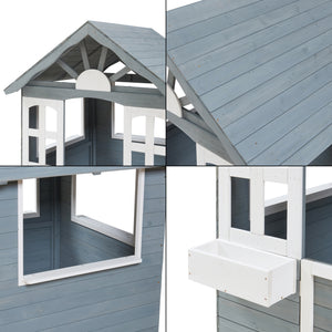 Casita infantil Vesa 138x120x102 cm Madera de abeto Gris [casa.pro]