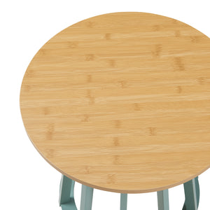 Mesa auxiliar Lensuu 48xØ48 cm Verde pastel/Roble [en.casa]