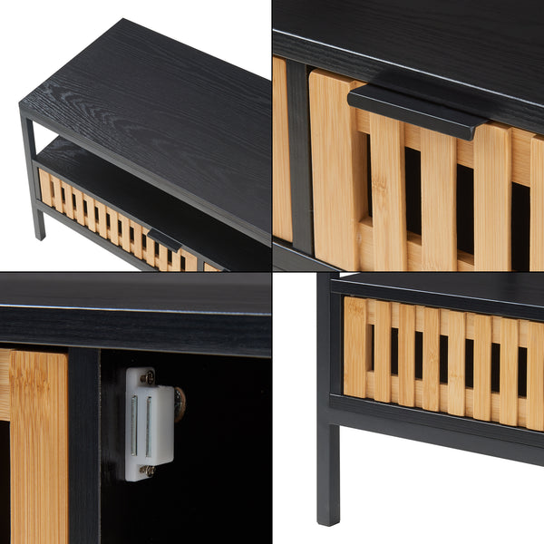 Mesa de centro Luniehti 100x40x48 cm Negro/Natural [en.casa]