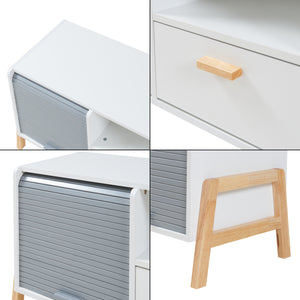 Mueble de televisión Kvaefjord 160x40x52 cm Blanco/Gris [en.casa]