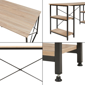 Escritorio Klirurud con 2 estantes en forma de L 150x150x75 cm aspecto roble [en.casa]