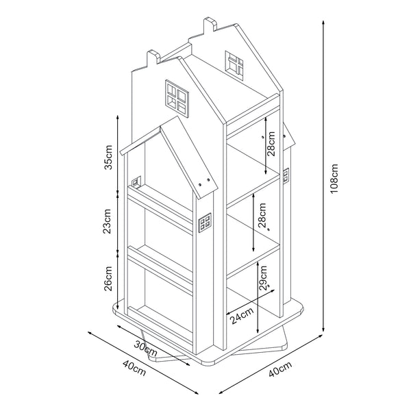Estantería infantil giratoria Vipsali 108x40x40 cm [en.casa]