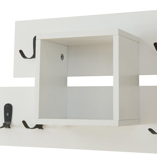 Perchero de pared Vänd con compartimento de almacenamiento 32x60x14 cm Blanco [en.casa]