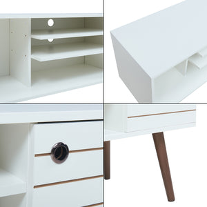 Mueble de televisión Vare 130x40x66 cm Blanco [en.casa]