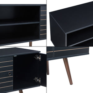Mueble de televisión Vare 160x40x66 cm Negro [en.casa]
