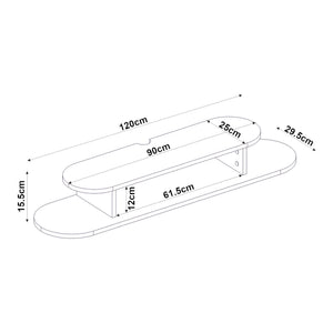 Mueble bajo de TV colgante Targema 120x30x16 cm Blanco [en.casa]