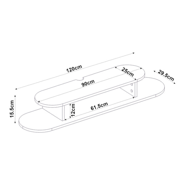 Mueble bajo de TV colgante Targema 120x30x16 cm Blanco [en.casa]