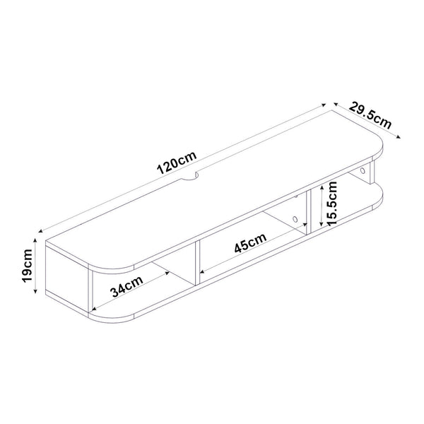 Mueble bajo de TV colgante Oundsvas 120x30x19 cm Blanco [en.casa]