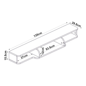 Mueble bajo para TV colgante Aar 135x30x16 cm Blanco [en.casa]