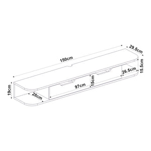 Mueble bajo de TV colgante Karjali 150x30x19 cm aspecto roble [en.casa]