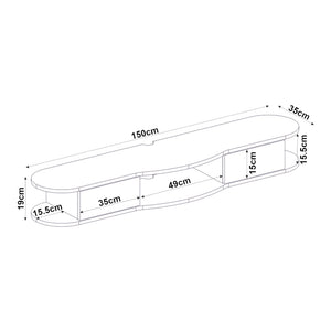 Mueble bajo de TV colgante Nyskiri 150x35x19 cm Antracita/Aspecto roble [en.casa]