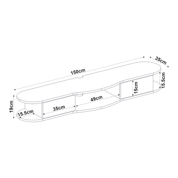 Mueble bajo de TV colgante Nyskiri 150x35x19 cm Antracita/Aspecto roble [en.casa]