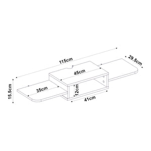 Mueble bajo de TV colgante Tar 115x30x16 cm Blanco [en.casa]