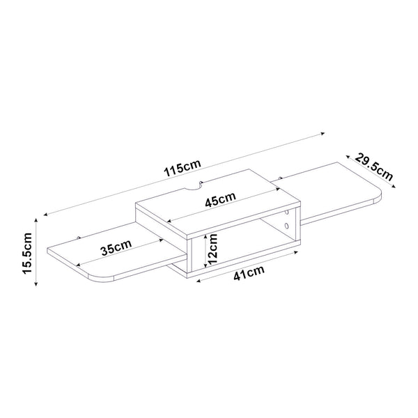 Mueble bajo de TV colgante Tar 115x30x16 cm Blanco [en.casa]