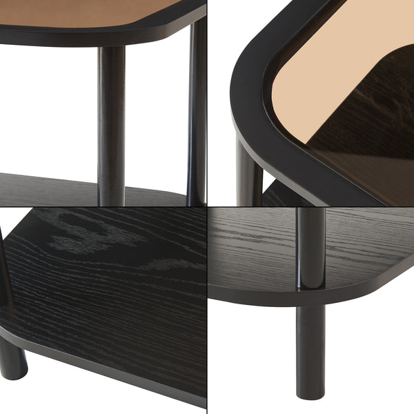 Mesa auxiliar Latama con tablero de vidrio 51x51x45 cm Negro/vidrio bronce [en.casa]