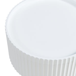 Mesa auxiliar Bongard con espacio de almacenamiento Ø38x48 cm Blanco [en.casa]