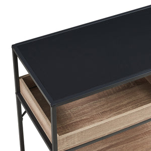 Mesa consola Belana 110x40x80 cm Negro/Aspecto roble [en.casa]