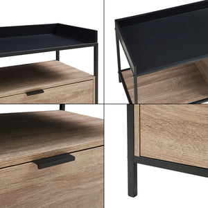 Mesa de televisión Belana 120x40x54 cm Negro/Aspecto roble [en.casa]